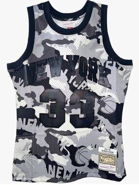 NWT New York Knicks Patrick Ewing 1991 Ghost Black Camo Swingman Jersey (L)